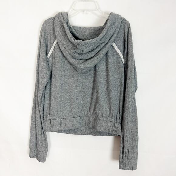Free People Pullover Gray Cropped Hoodie Size XS Oversized Boxy Fit - Picture 6 of 9